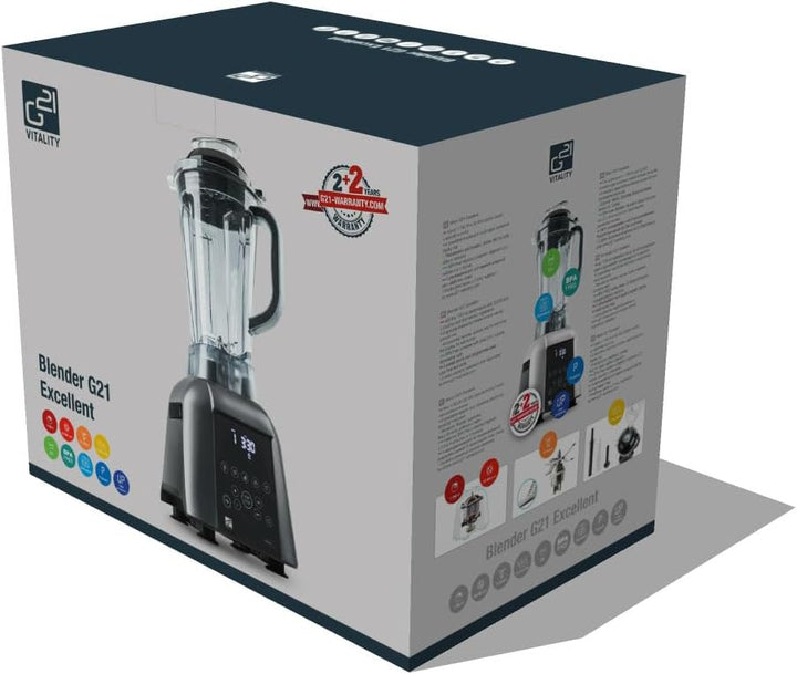 Blender G21 Excellent, Rot, 1.700 W, 32.000 U/min, BPA-frei, Behälter von 2,5 l, 11 Programme, 4 Jah