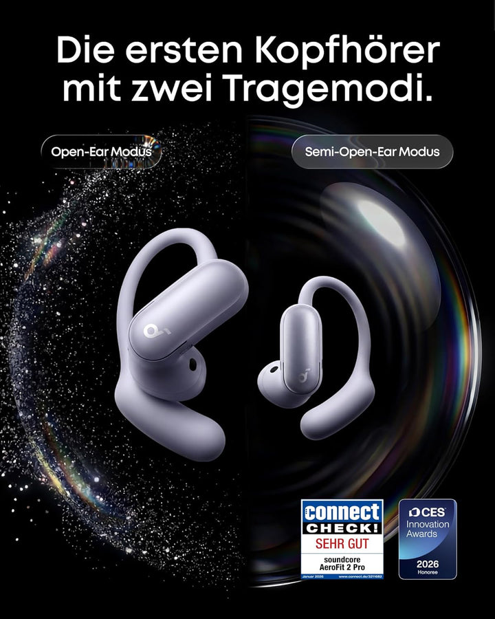 soundcore AeroFit 2 Pro by Anker, erste Kopfhörer mit 2 Tragemodi, 2-in-1 Open-Ear Kopfhörer & Semi-