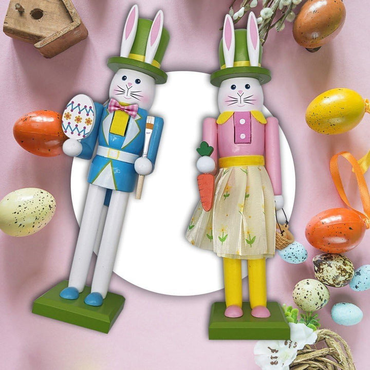 Wudaizhi Osterhasen-nussknacker-Dekoration – Holzhasenfiguren Als Frühlingsdekoration Für Zuhause, B