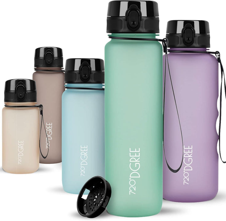 720°DGREE Trinkflasche 1l Sport “uberBottle“ softTouch +Sieb - BPA-Frei - Wasserflasche für Uni, Arb
