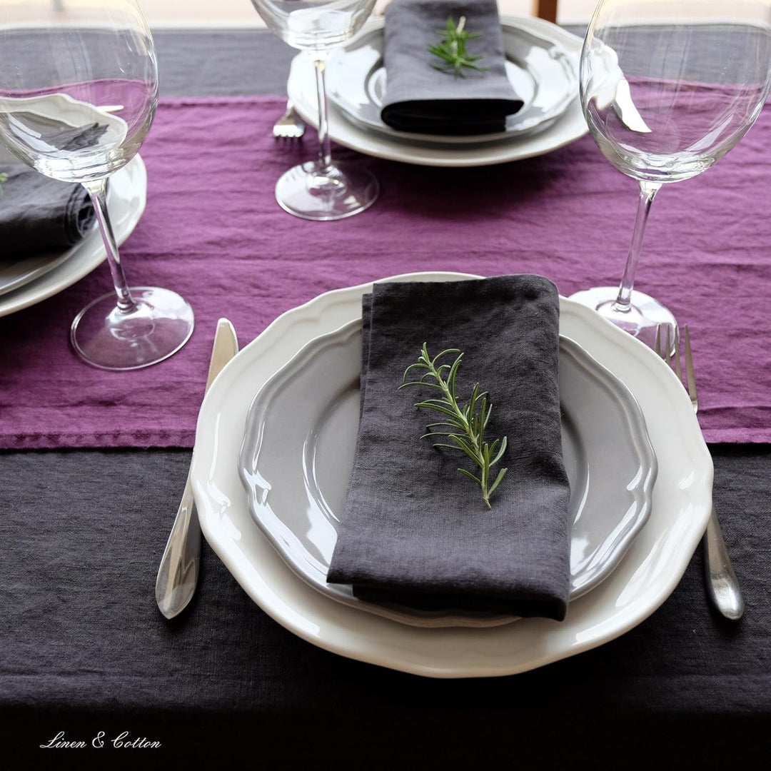 Linen & Cotton 4 x Stoffservietten Servietten Stoff Leinenservietten Einfarbig Nordic - 100% Leinen,