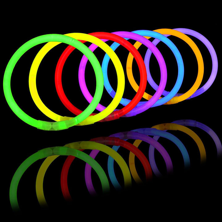 JOYIN 300pcs Knicklichter party set, Neon Leuchtstäbe Party Deko, 20.3 cm Leuchtstäbe, Armbänder Kin