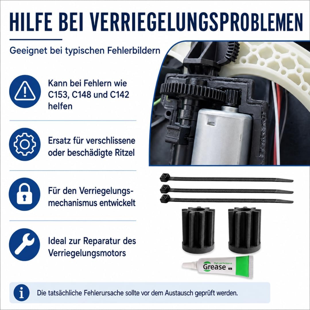 Ritzel Set passend für Thermomix TM5 TM6, 2 Stück Verriegelungsmotor Zahnräder mit Fett und Kabelbin