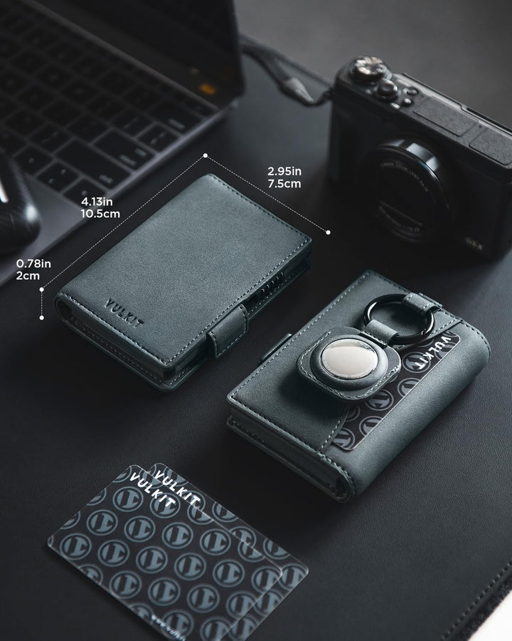 VULKIT Kreditkartenetui mit Airtag-Halter, RFID-blockierendes Kartenetui aus Metall, Magnetverschlus
