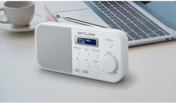 MUSE M-109 DBW Weiss Dab+/FM-Radio Tragbar mit integriertem Lautsprecher und Anzeige