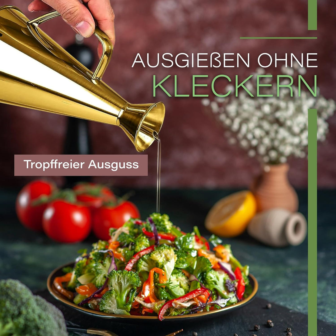 Olietta Tropf- und auslaufsichere Ölflasche aus Edelstahl - 750 ml Ölflasche mit Ausgiesser zum Ausg