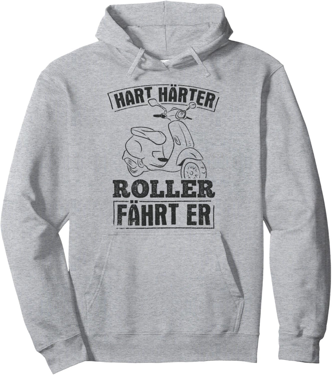 Hart Härter Roller Fährt Er Moped Mofa Mopedfahrer Spruch Pullover Hoodie