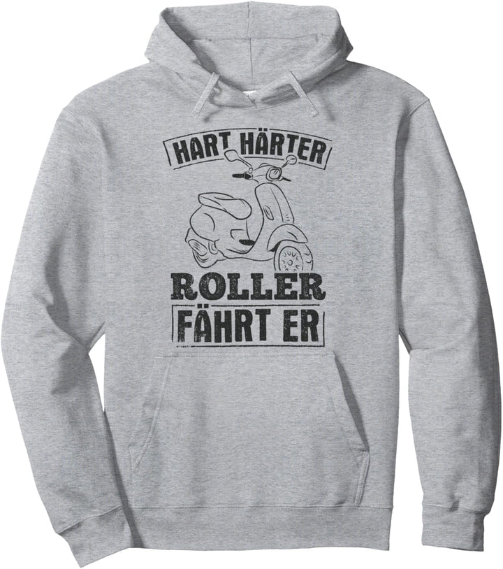 Hart Härter Roller Fährt Er Moped Mofa Mopedfahrer Spruch Pullover Hoodie