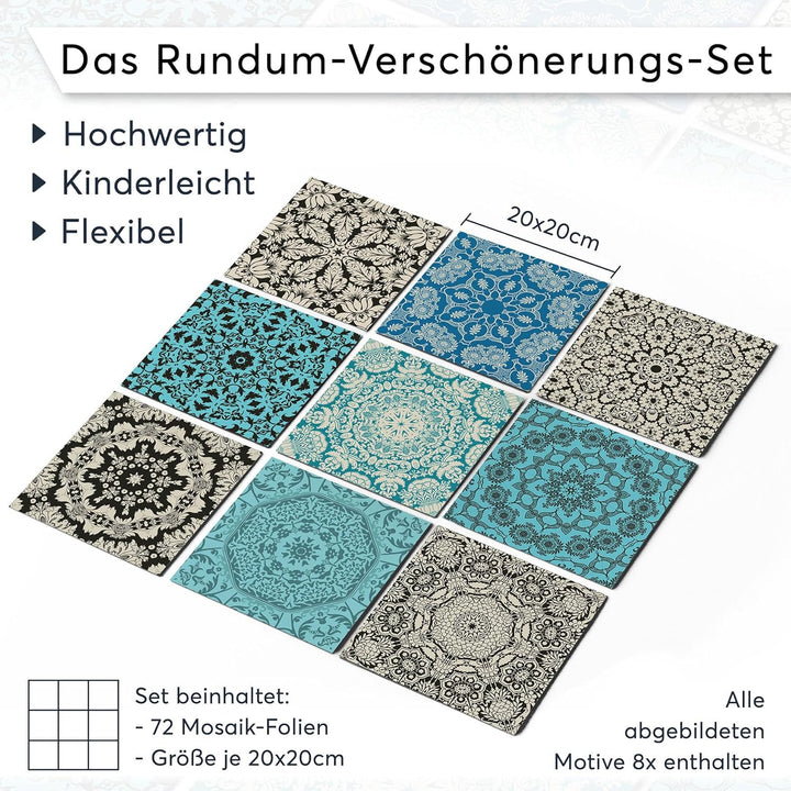 PVC Klebe-Fliesen für - [ Boden Fliesen ] - Aufkleber Folie Sticker für Boden-Fliesen - Küche oder B