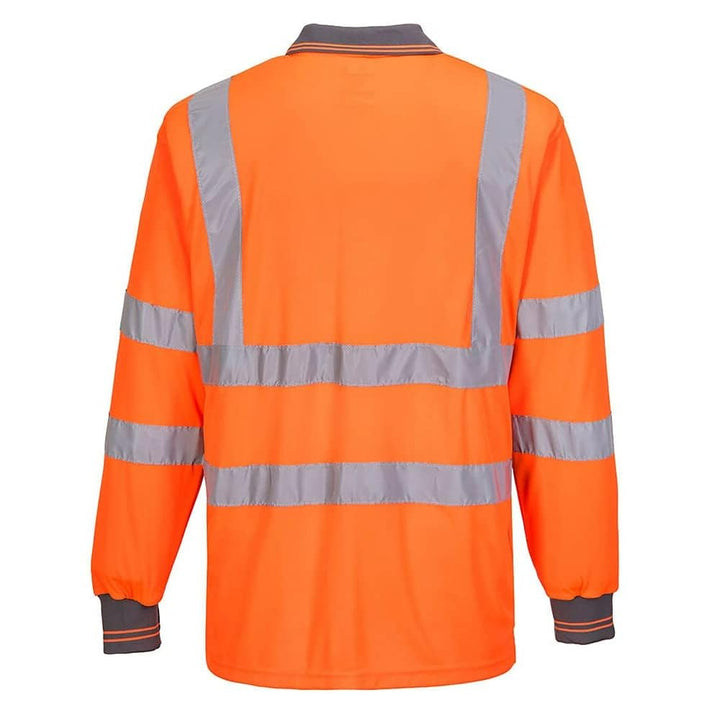 Portwest Langarm Warnschutz Polo Shirt, Grösse: M, Farbe: Orange, S277ORRM M Orange, M Orange