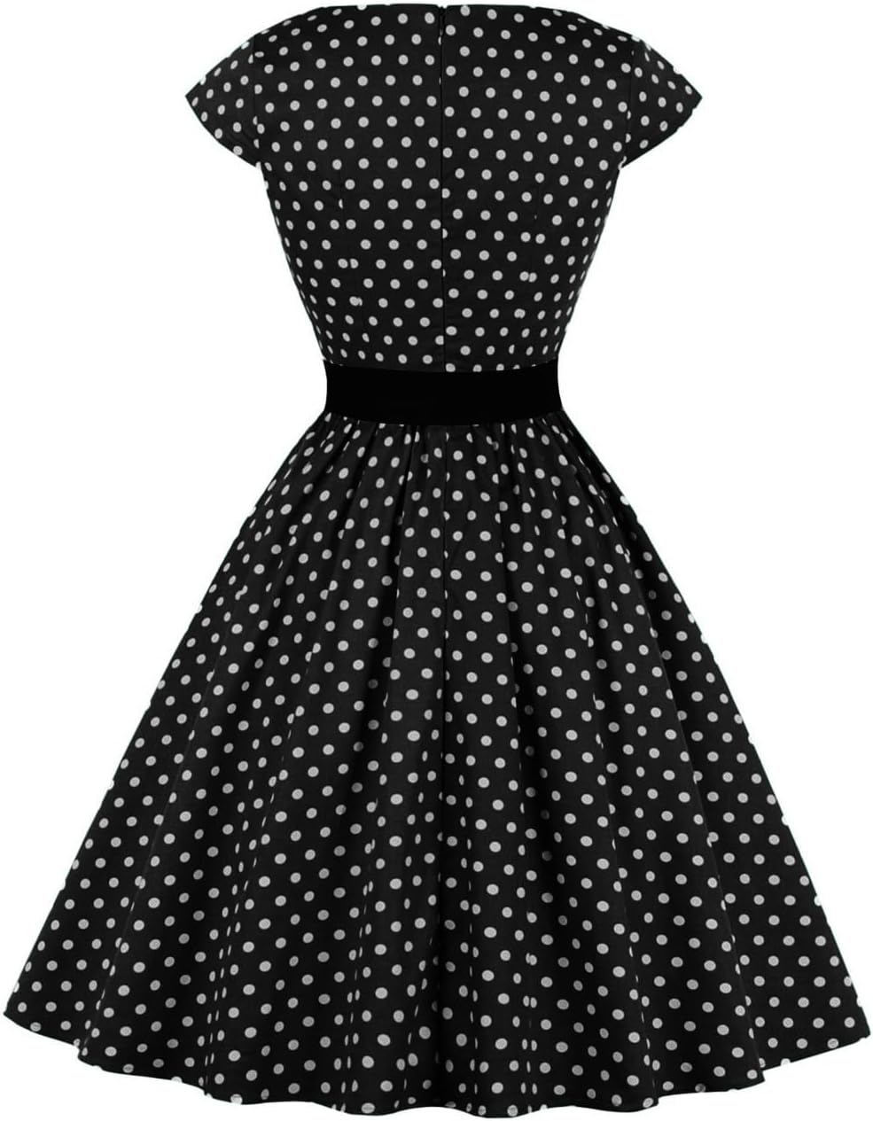 AXOE Damen Rockabilly Kleider 50er Jahre Baumwolle Gürtel S Schwarz, S Schwarz