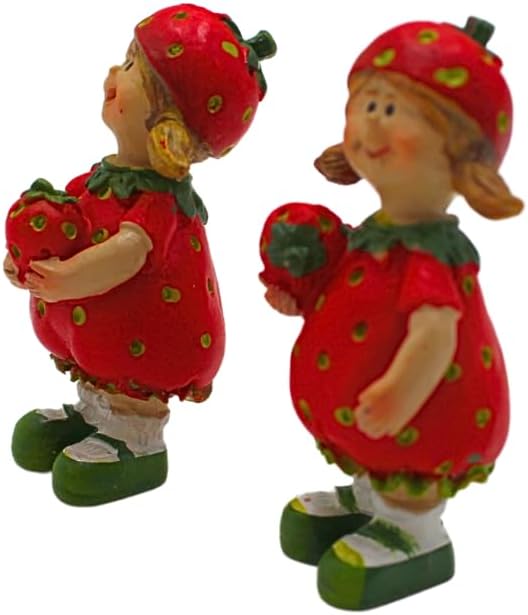 4 Stück Dekofiguren, Gartenfiguren als Erdbeere, Früchtefiguren als Erdbeere, Sommerfiguren, Erdbeer