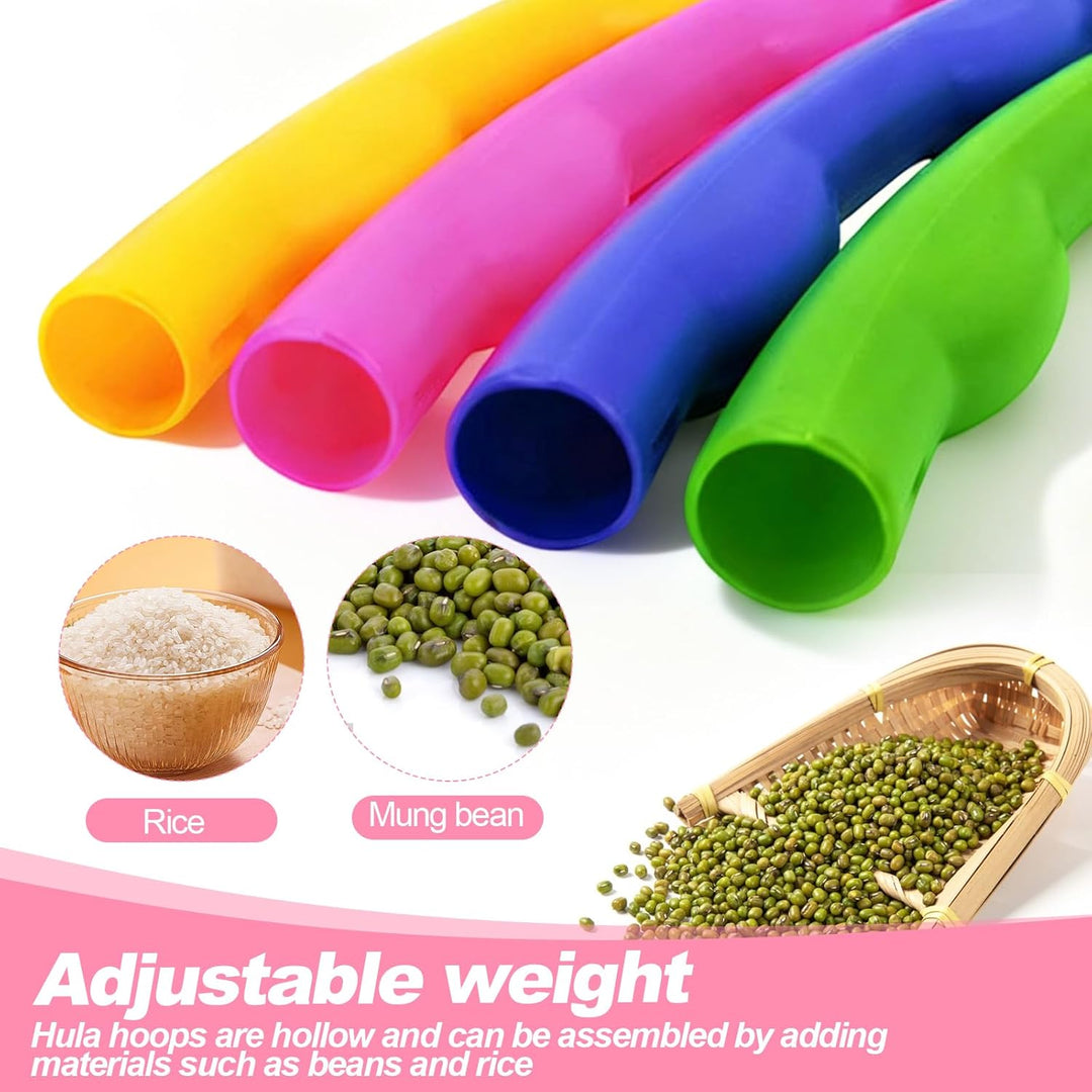 Hula Hoop Reifen Kinder 4er Set (58cm, 100g), Hullahub Reifen für Kinder, Zerlegbar,Premium Hula Rei