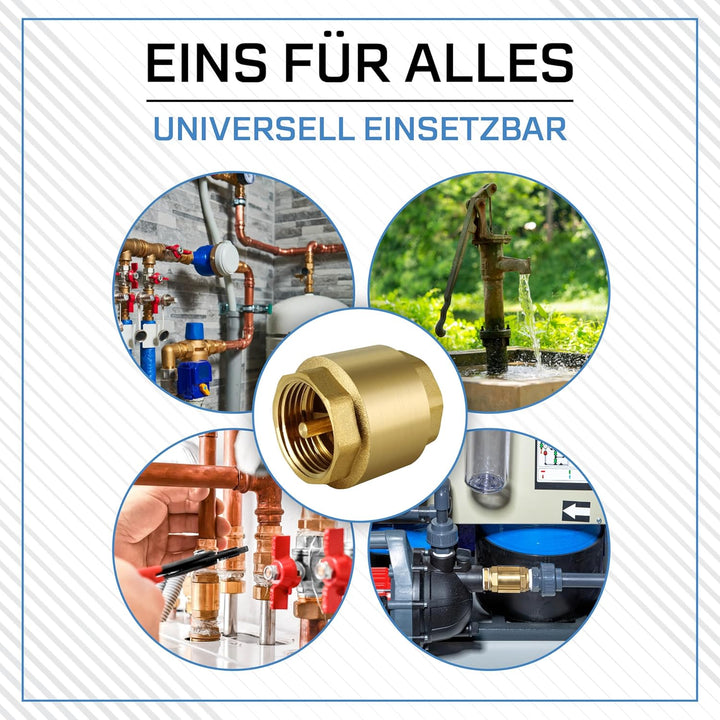 Universal Rückschlagventil 1 1/4 Zoll - rostfreier Rückflussverhinderer mit beidseitigem Innengewind