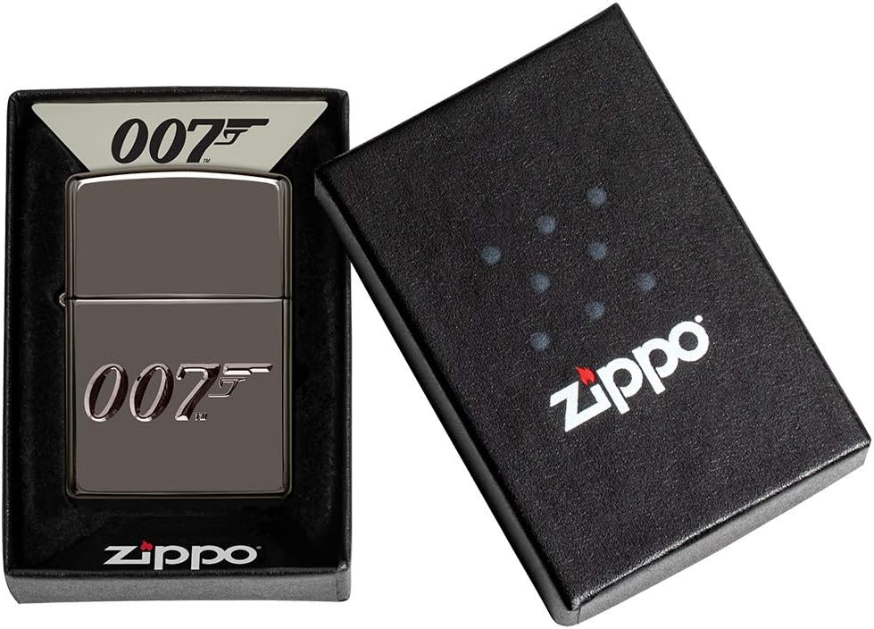 Zippo, James Bond-Feuerzeug, offizielles Lizenzprodukt, windsicher, langlebig, Schwarz