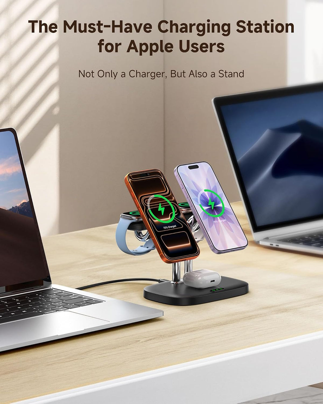 5-in-1 Kabellose Ladestation für Apple Geräte, Doppel Magnetisches Ladegerät für iPhone Air/17/16/15