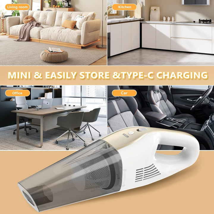 EVARY 9500Pa Akku Handstaubsauger mit 6000mAh PowerAkku & Waschbarem HEPA Doppelfilter-Kabelloser Na