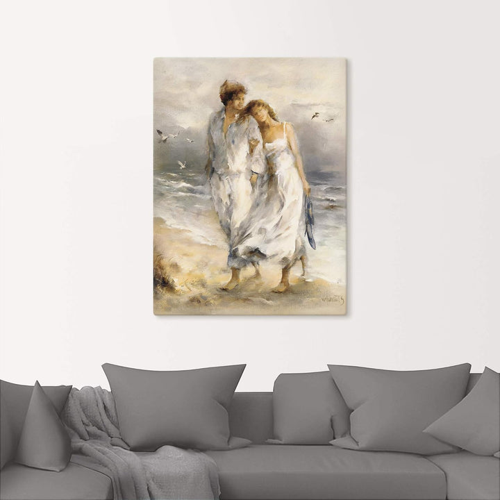 ARTland Leinwandbilder Wandbild Bild auf Leinwand 30x40 cm Wanddeko Paar Liebespaar Strand Meer Küst