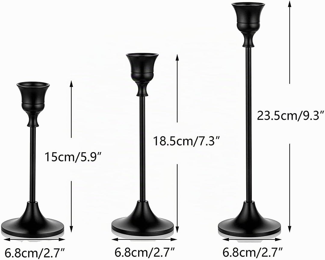Romadedi Kerzenständer für Stabkerzen aus Metall, 6er-Set, Schwarz 2 Set/ 6 PCS Schwarz, 2 Set/ 6 PC