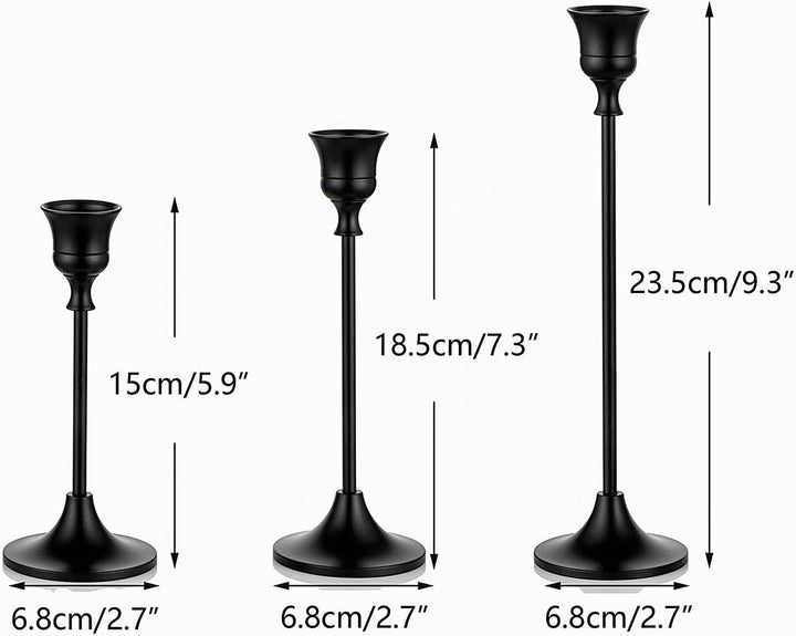Romadedi Kerzenständer für Stabkerzen aus Metall, 6er-Set, Schwarz 2 Set/ 6 PCS Schwarz, 2 Set/ 6 PC