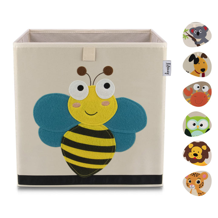Aufbewahrungsbox Kinder mit Biene Motiv I Spielzeugbox mit Tiermotiv passend für Würfelregale I Ordn