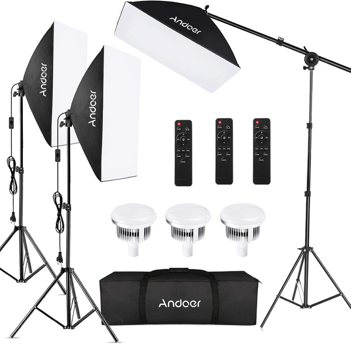 Andoer Fotografie Licht Kit Softbox-Beleuchtungsset 3 Packung,mit 85 W 2800K-5700K zweifarbige dimmb