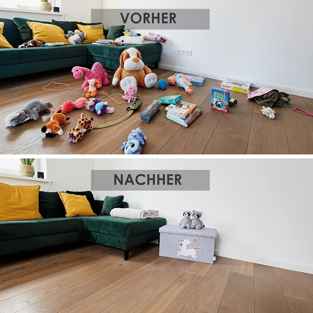LOVE IT STORE IT Spielzeugtruhe mit Deckel - Aufbewahrungsbox gross aus Stoff - Verstärkt mit Holz -