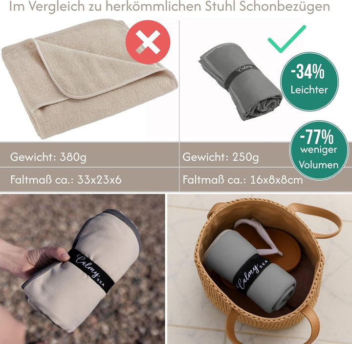 2X Schonbezug Gartenstuhl Hochlehner - 130x65cm mit Kapuze Microfaser Light Weight Schonbezüge für G