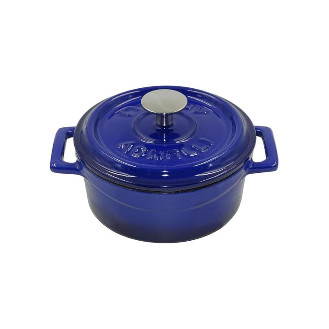 Pentole Agnelli COGHSRP10414B Kochgeschirr Slowcook Auflauf aus Gusseisen, 14 cm, 0,8 l, blau Blau 1