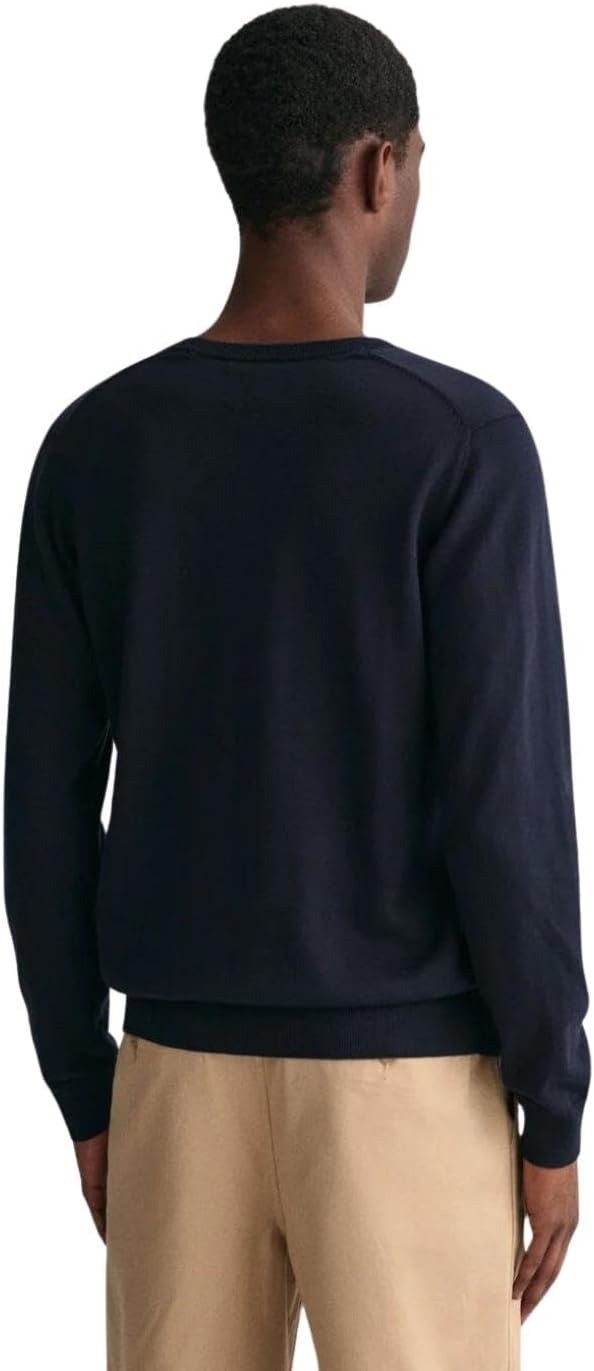 GANT Pullover mit V-Ausschnitt aus Einer Baumwoll-Wollmischung Herren S Abendblau, S Abendblau