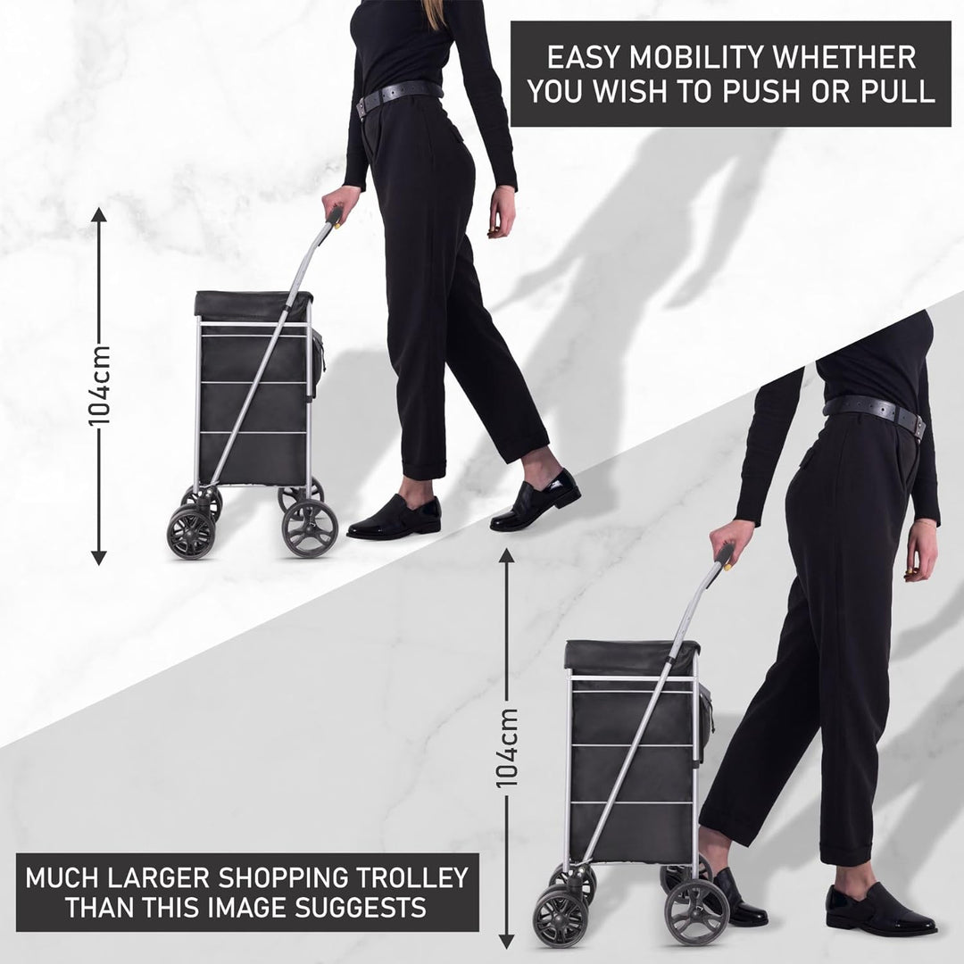 Hoppa Leichter 6-Rad-Einkaufstrolley Premium Modell 2024, faltbar, extragross, Einkaufstrolley mit 7