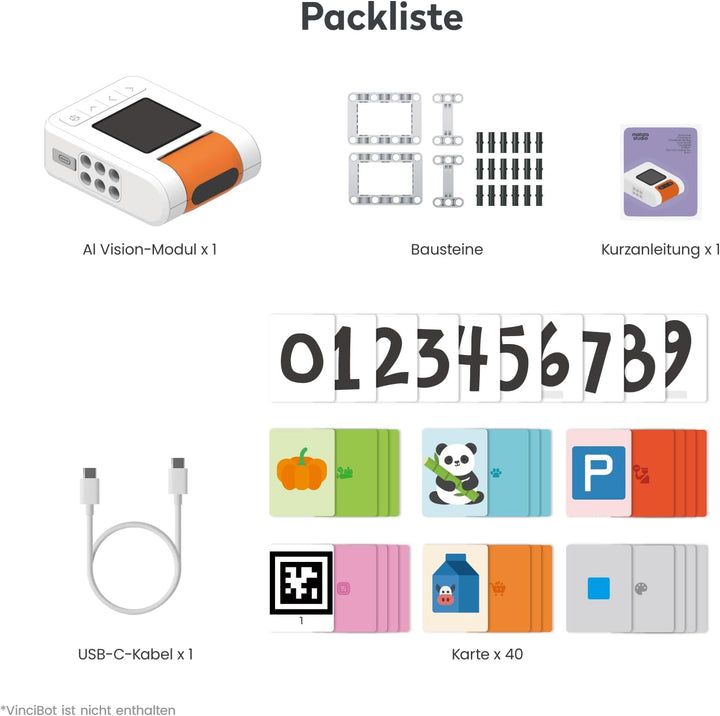 MatataStudio AI Vision Kit für VinciBot mit 180° Flip Kamera programmierbarem Bildschirm modularer S