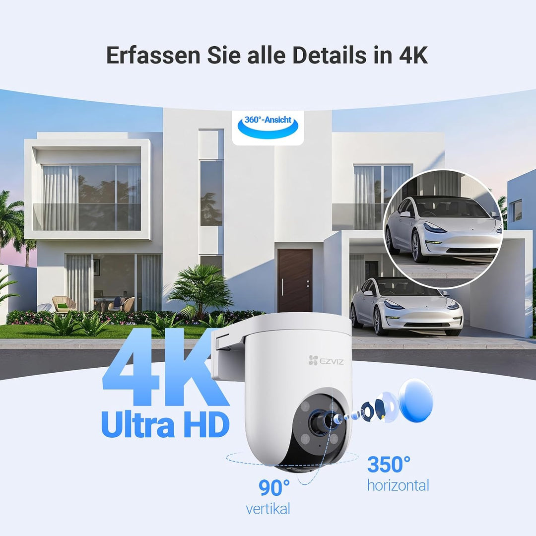 EZVIZ 4K Wi-Fi 6 Überwachungskamera Aussen, 2,4 &amp; 5 GHz WLAN Kamera Outdoor, KI-Erkennung, Smart Tra