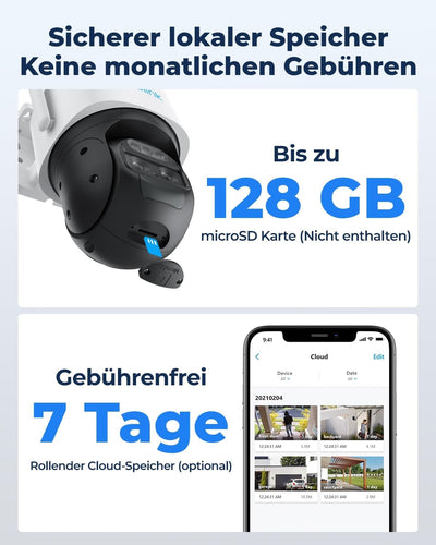 Reolink PTZ Überwachungskamera Aussen Akku mit Auto-Tracking & Auto-Zoom, Dual Lens, 4MP Solar WLAN