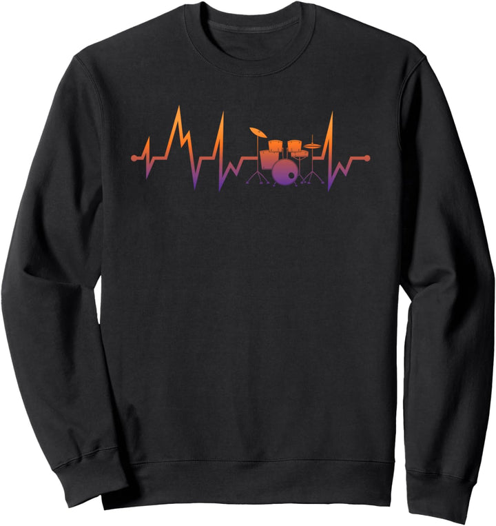 Drummer Schlagzeuger Farbenfrohes Herzschlag Schlagzeug Sweatshirt