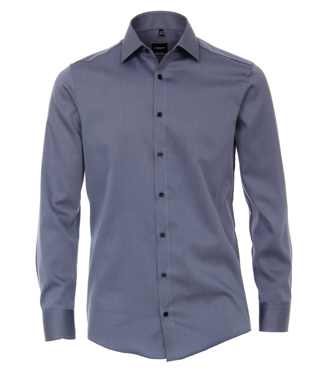 Venti Herren Twill Hemd unifarben extra Langer Arm 72cm Modern Fit 40 Graues Dunkelblau, 40 Graues D