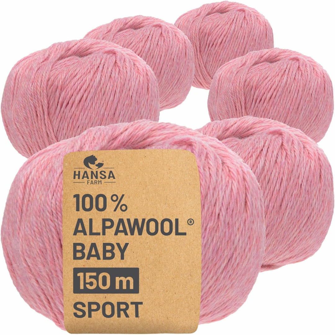 HANSA-FARM | 100% Baby Alpakawolle in 50+ Farben (kratzfrei) - 300g Set (6 x 50g) - weiche Alpaka Wo