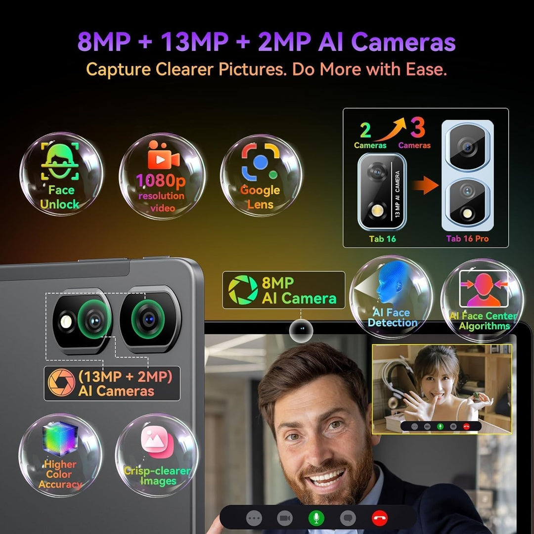 Blackview Tab 16 Pro Tablet Android 14, 16GB RAM + 256GB ROM (1TB TF) Gaming Tablet, Grosses Display