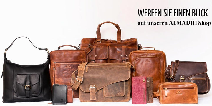 ALMADIH Leder Businesstasche Laptoptasche 15 Zoll Aktentasche BRUNO tolle Aufteilung Leder Business