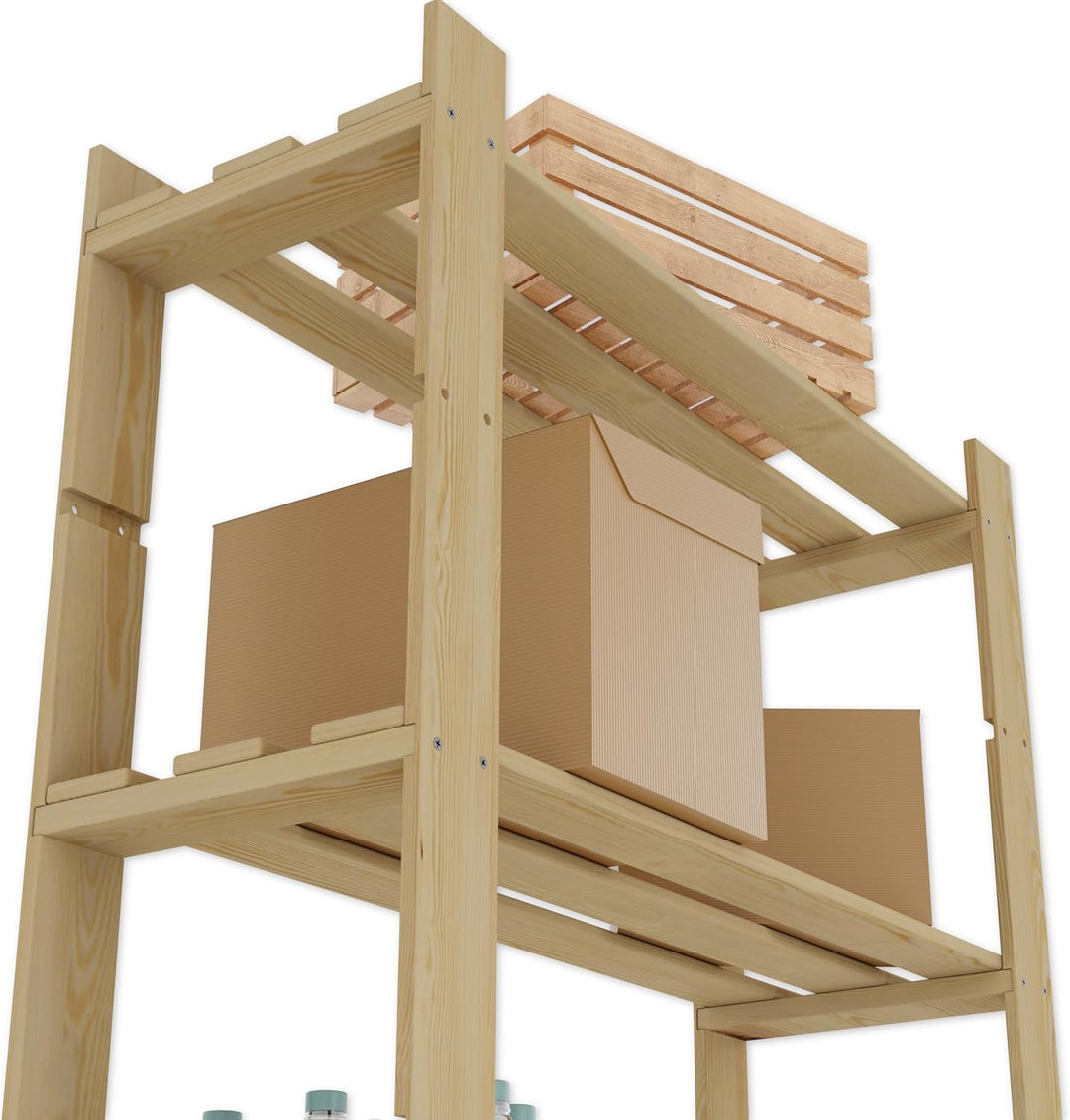 Lenmar Serie B Holzregal, Kiefer, Holz, Hellbeige, B-18 170 x 80 x 30 cm, 5 Böden, Bücherregal, Holz