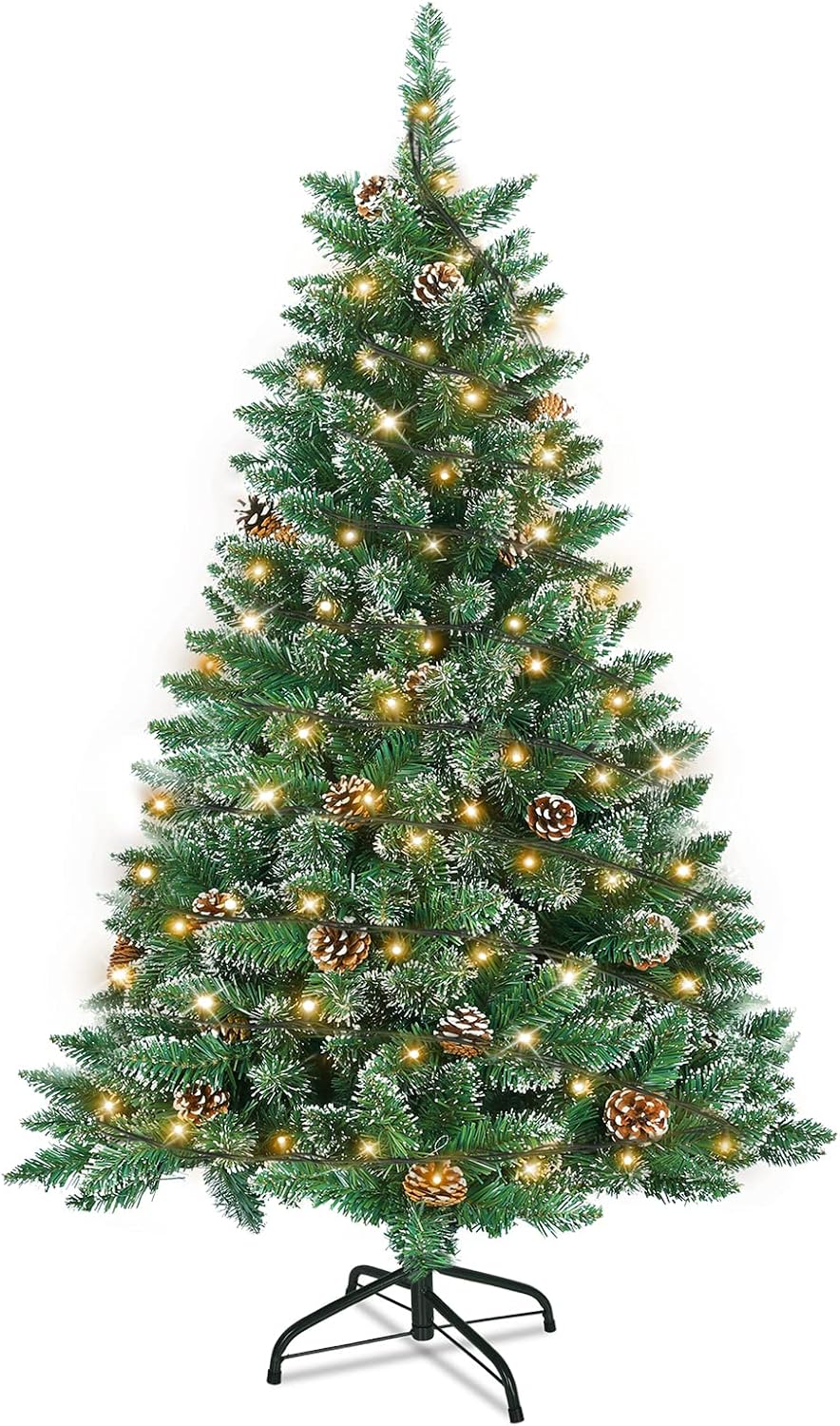 FIVMEN Weihnachtsbaum Künstlich mit Beleuchtung 120 cm PVC Tannenbaum Christbaum Künstlicher mit 120