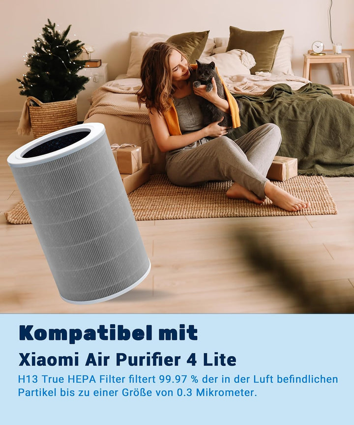 Facecool Ersatzfilter Kompatibel mit Xiaomi Air Purifier 4 Luftreiniger, True HEPA (H13) / Kohle-Kom