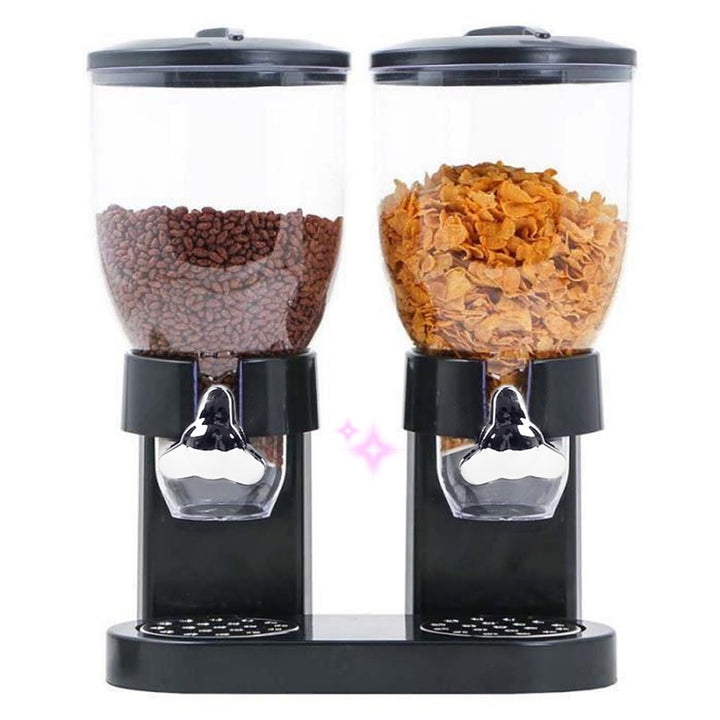 Doppelter Müsli-Spender, Bonbonspender mit doppelter Kontrolle, Spender für Getreide, Cornflakes, BP