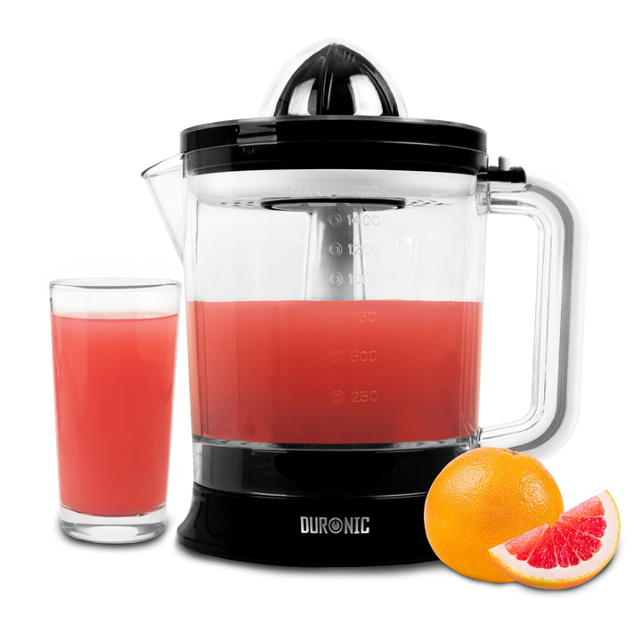 Duronic JE416 Saftpresse elektrisch 40W, Zitronenpresse 1600ml, Zitruspresse 2 Kegel, Orangenpresse,