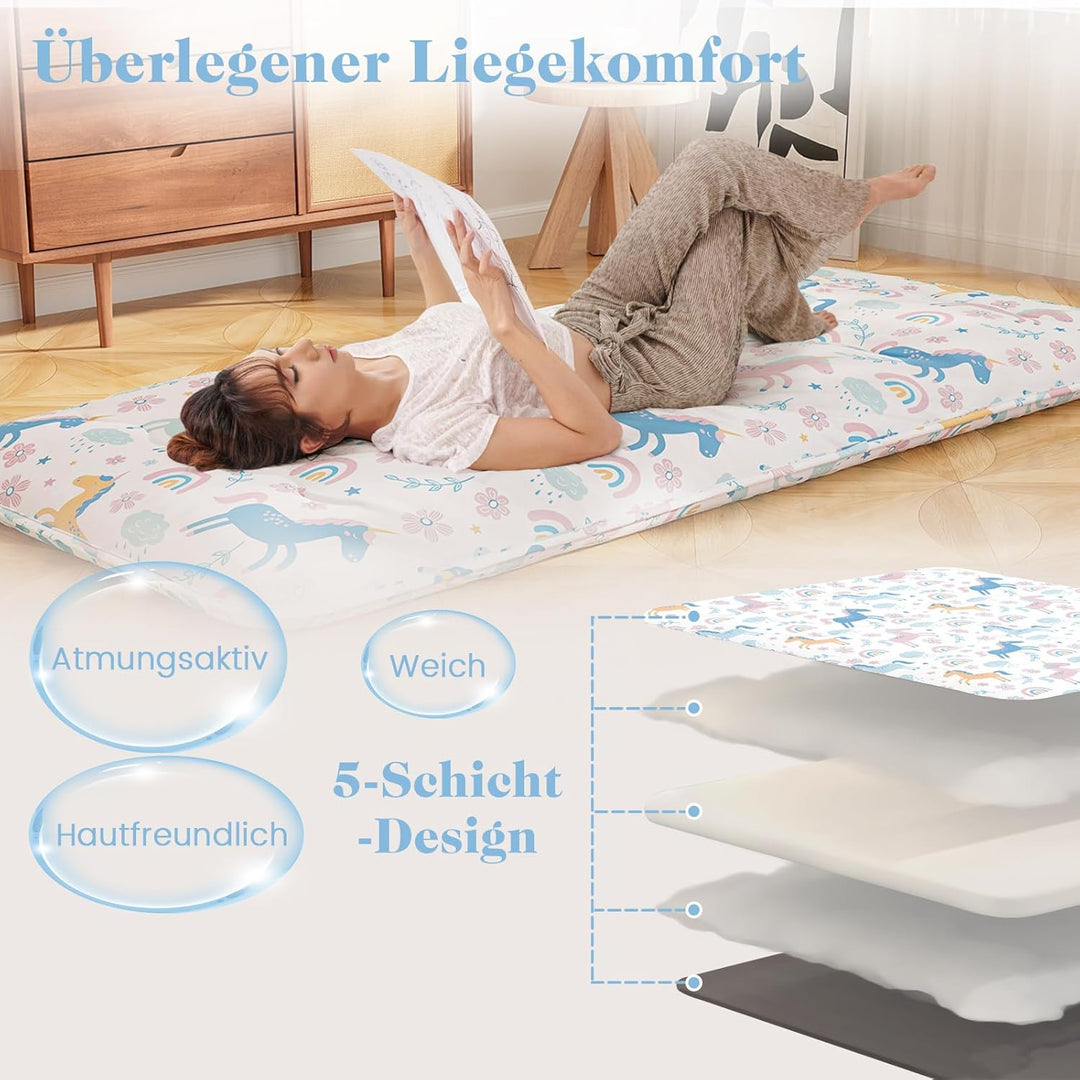 COSTWAY Japanische Futon Matratze, Tatami-Matte, Bodenmatratze, Klappmatratze mit waschbarem Bezug,