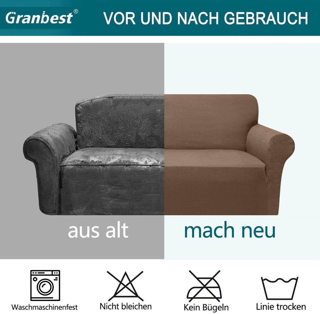 Granbest Dicke Sofabezug 4 Siter Stretch und Stilvolle Couchbezug Möbelbezüge Anti Rutsch Kratzfest