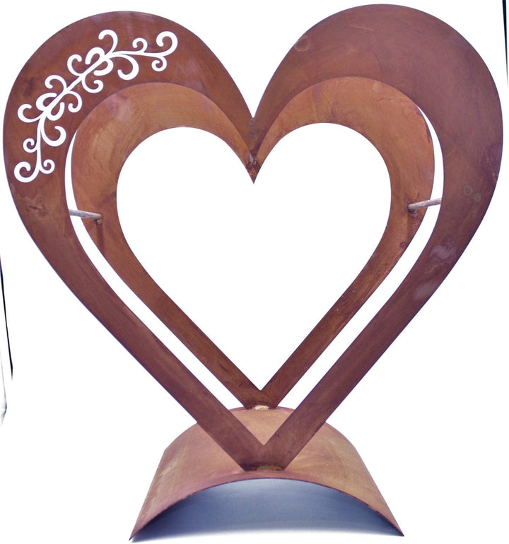 Rostikal Herz Holzregal Metall 50 x 30 cm Kaminholzregal Rost Deko Valentinstag 54 x 50 cm, 54 x 50