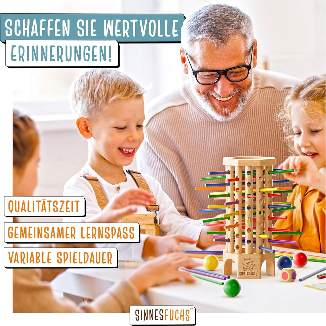 SINNESFUCHS® Farblernturm - Montessori Spielzeug ab 3 Jahre - Holzspielzeug pädagogisch wertvoll - L