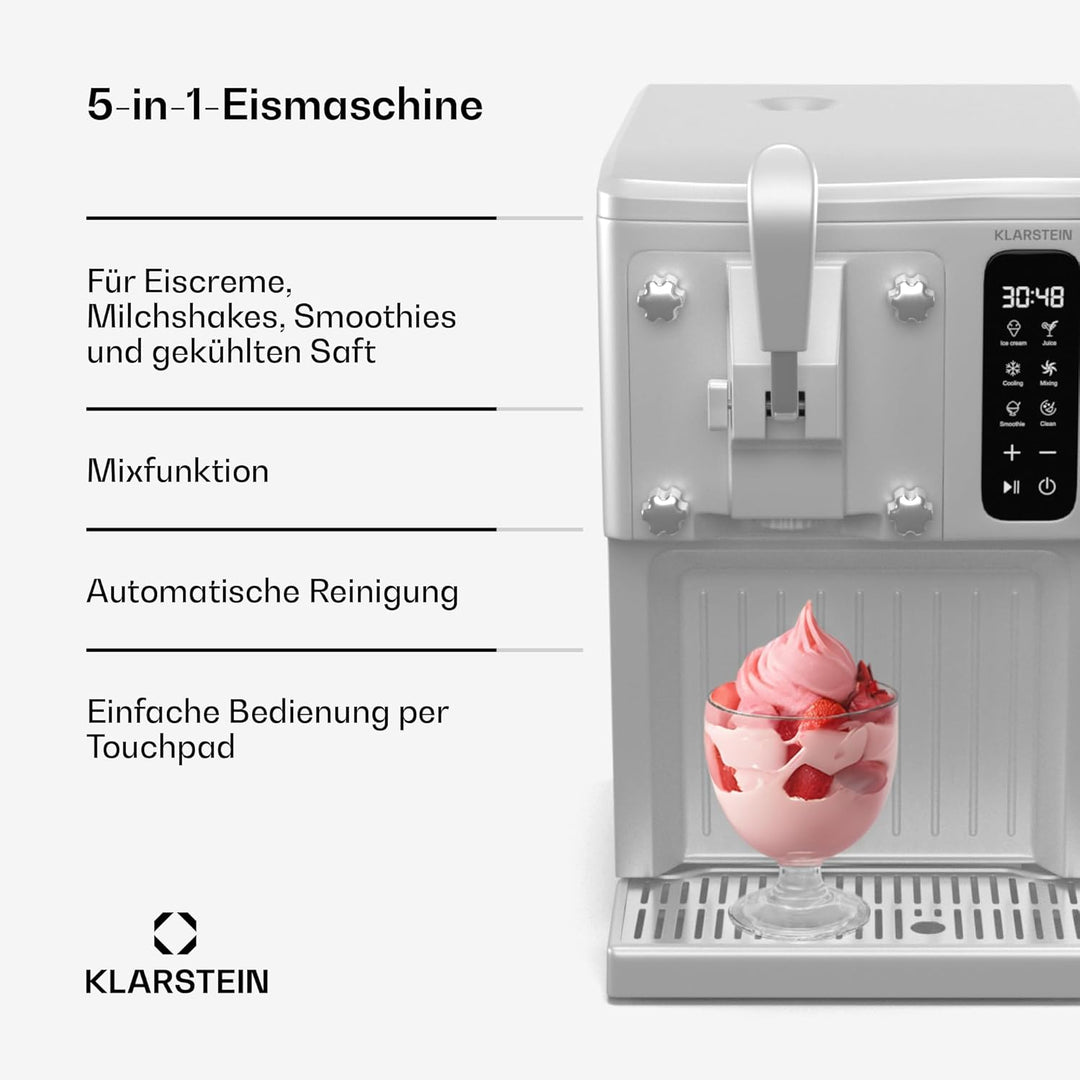 Klarstein Eismaschine Softeismaschine 1,5 L Mit Touchdisplay, Keep-Cool-Funktion, 5-L-Kapazität - Sp