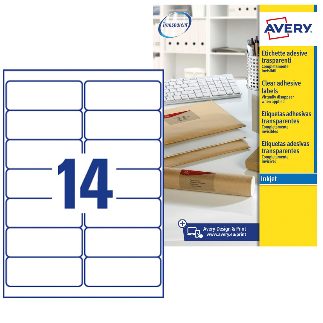 Avery Etiketten für Tintenstrahldrucker transparent 99.1 x 38.1 mm, 99.1 x 38.1 mm